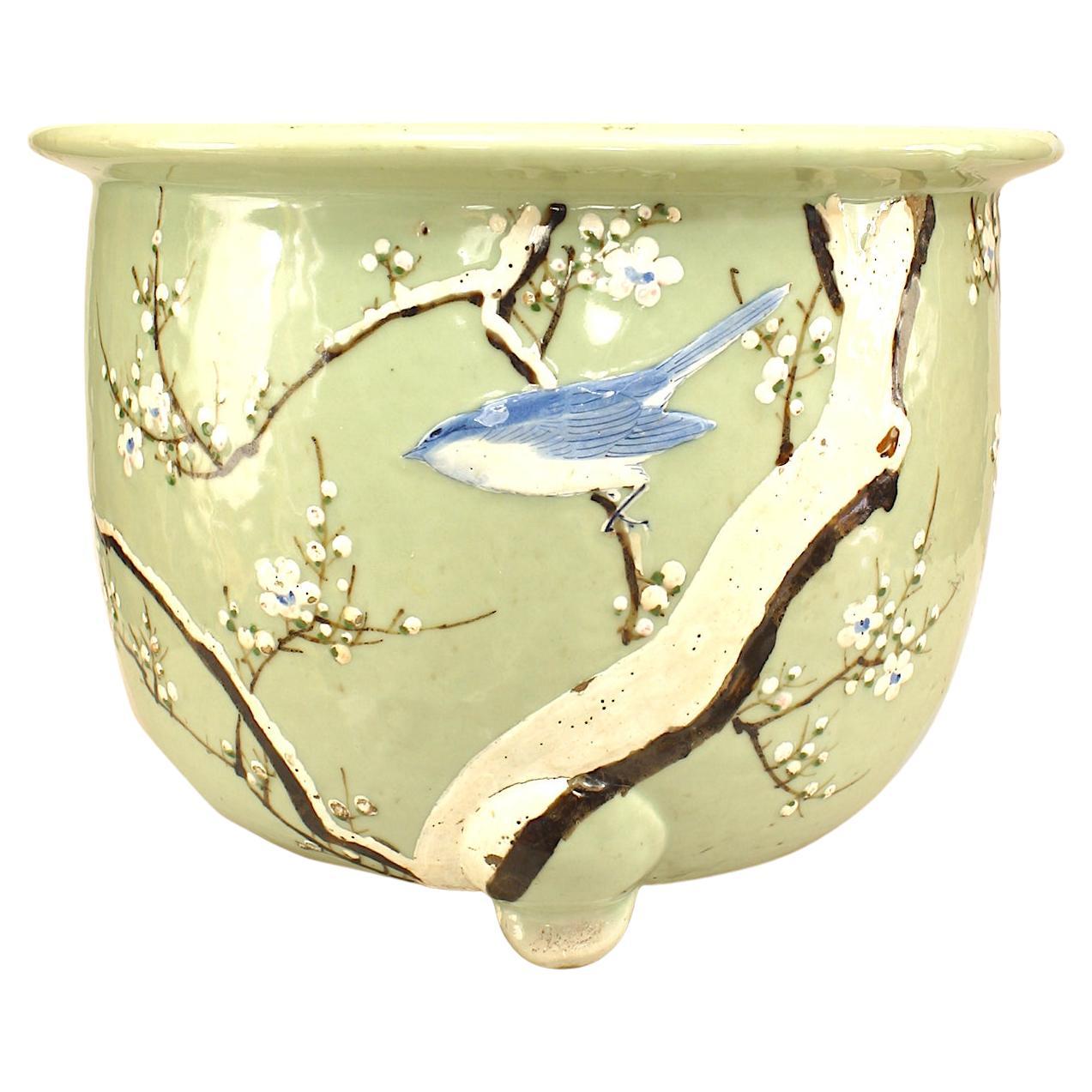 Vaso cinese in porcellana celadon con uccello in vendita
