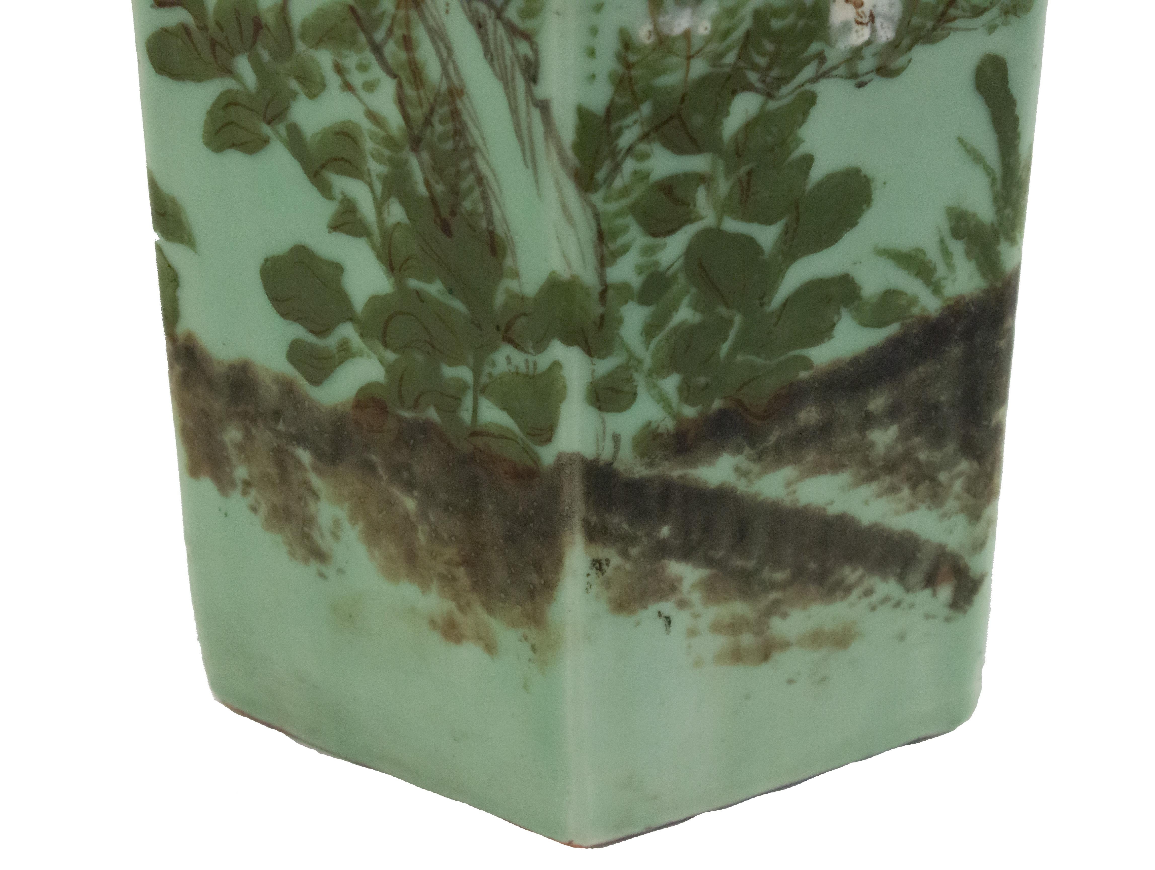 Chinese Celadon Porcelain Umbrella Stand In Good Condition For Sale In New York, NY