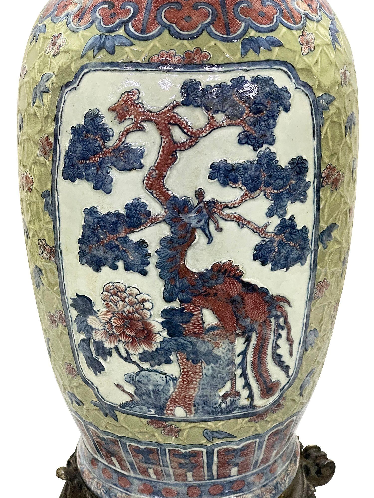 Chinese Export Chinese Celadon porcelain Vase / lamp, circa 1860. For Sale