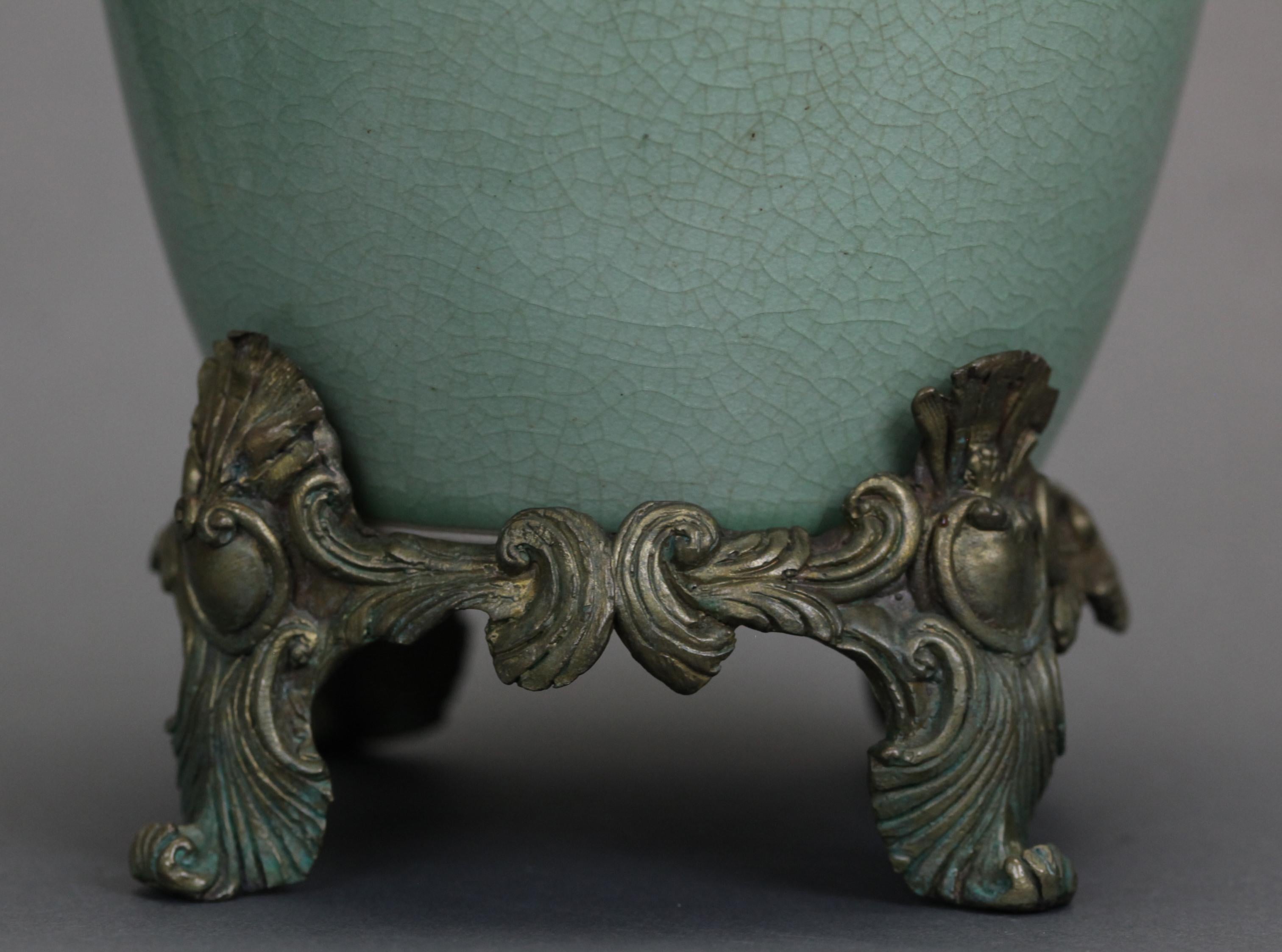 Chinese Celadon Porcelain Vases, Republican Period In Good Condition For Sale In New York, NY
