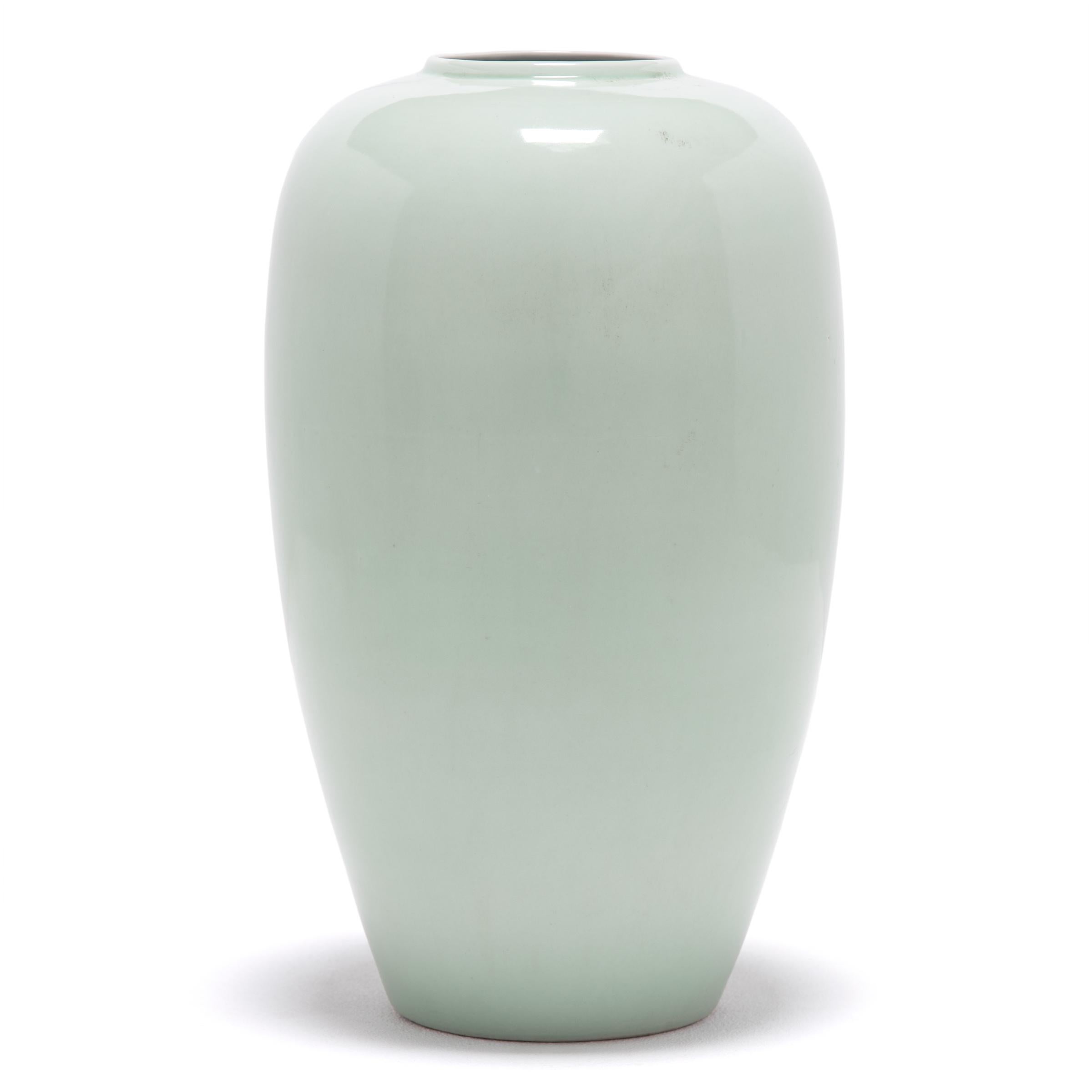 Minimalist Chinese Celadon Tapered Vase