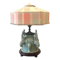 Chinese Celedon Porcelain Lamp with Custom Shade