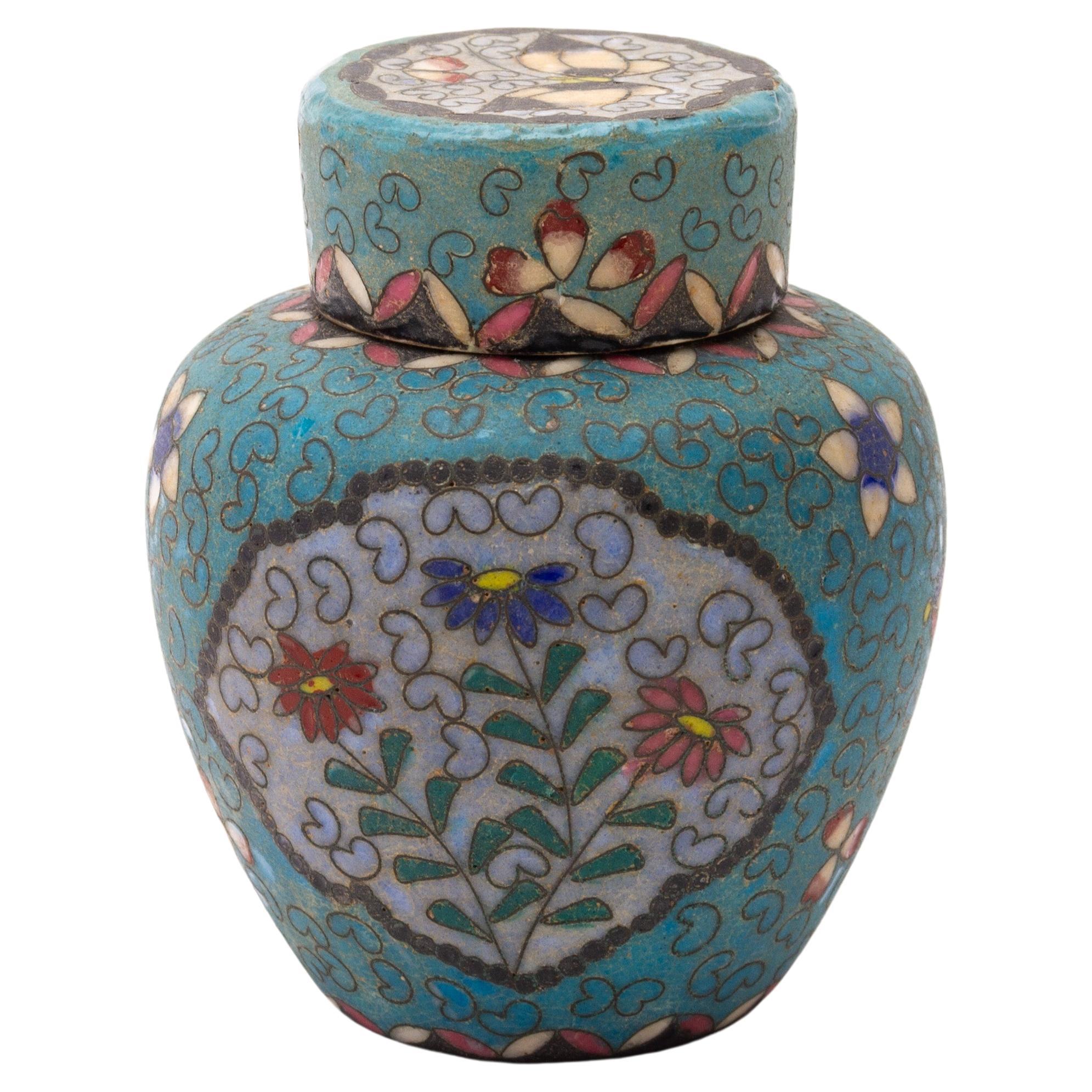 Chinese Ceramic Cloisonne Style Ginger Jar 