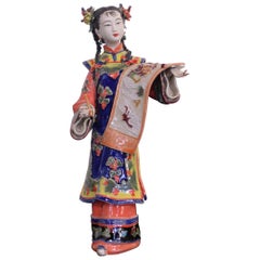 Chinese Ceramic Court Lady Statuette Hand-Crafted