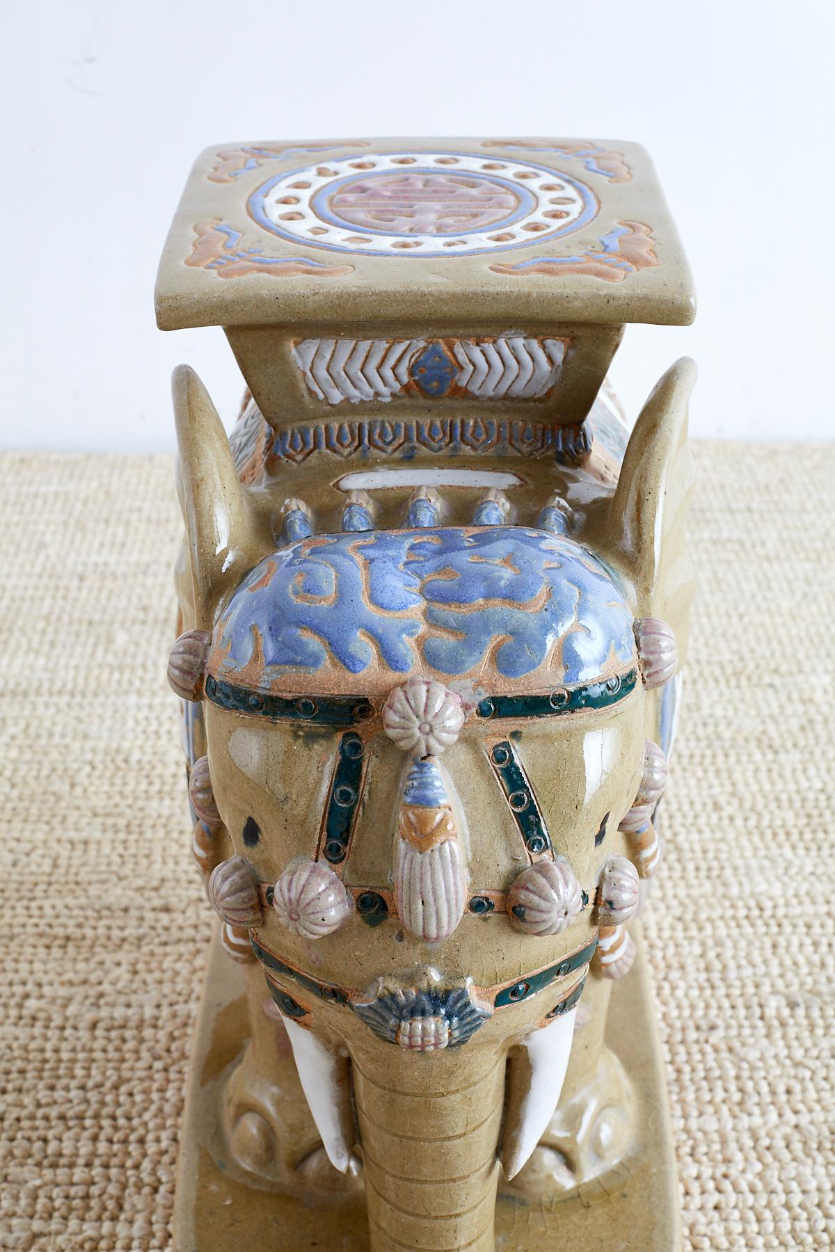 Chinese Ceramic Elephant Garden Stool or Drink Table 1