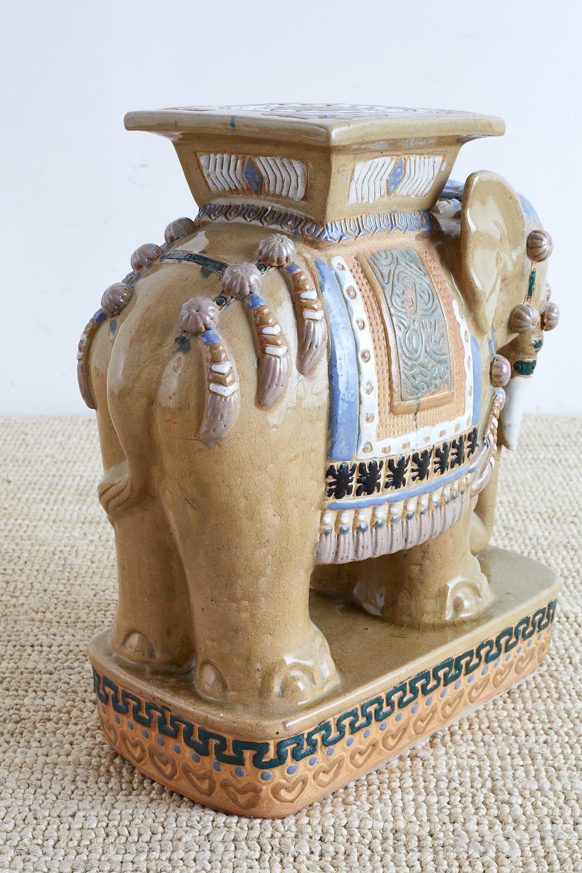 Hand-Painted Chinese Ceramic Elephant Garden Stool or Drink Table
