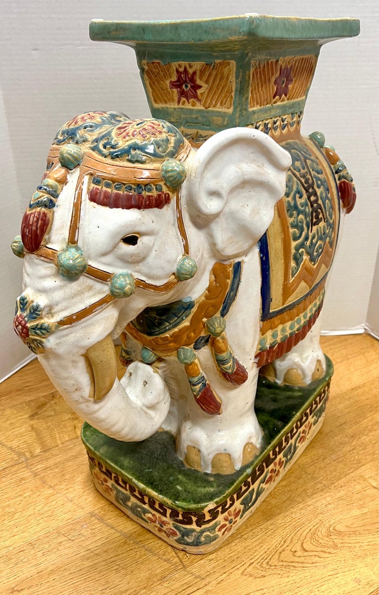 Chinese Ceramic Elephant Garden Stool Pedestal Table For Sale at 1stDibs