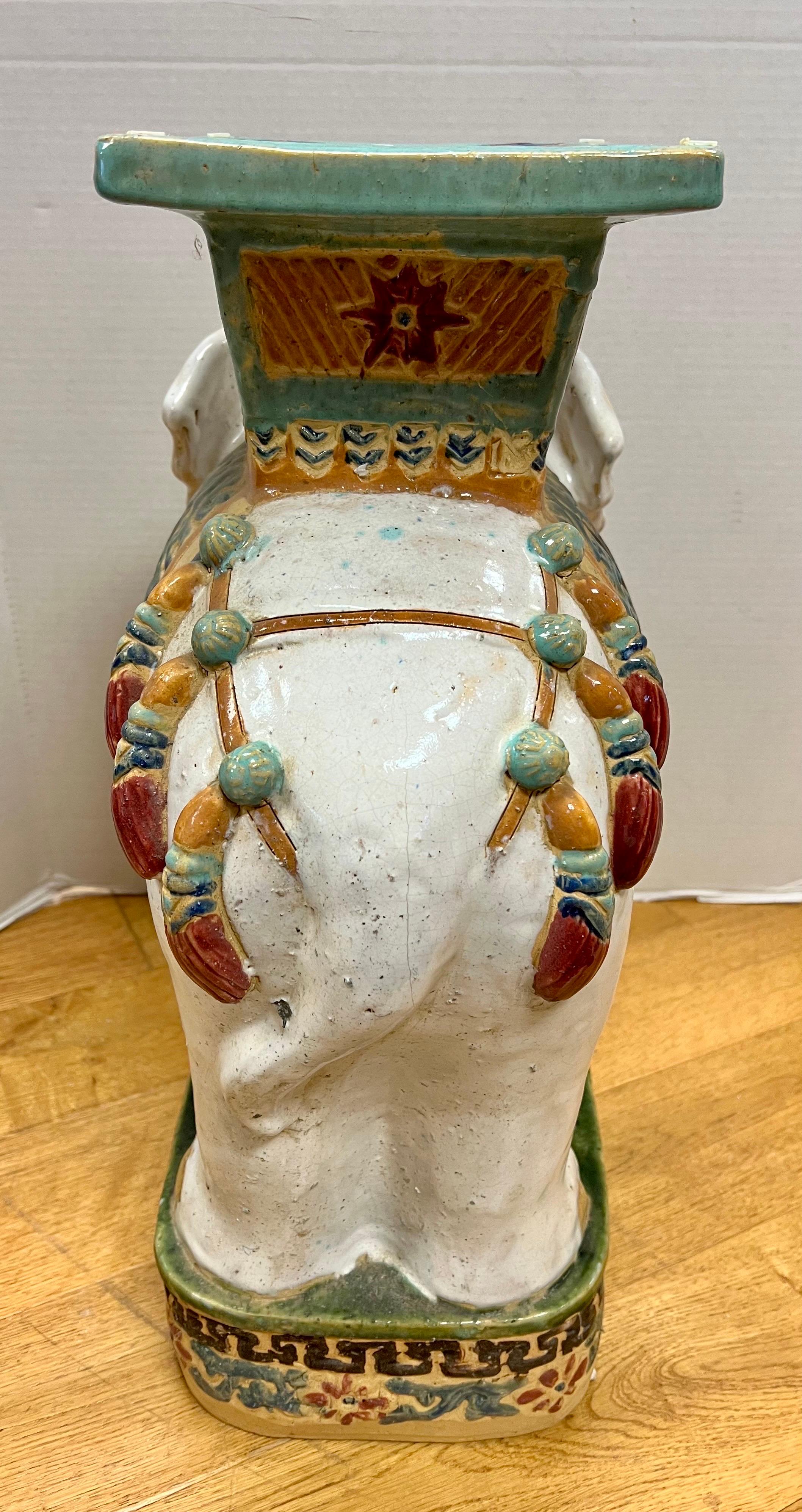 20th Century Chinese Ceramic Elephant Garden Stool Pedestal Table