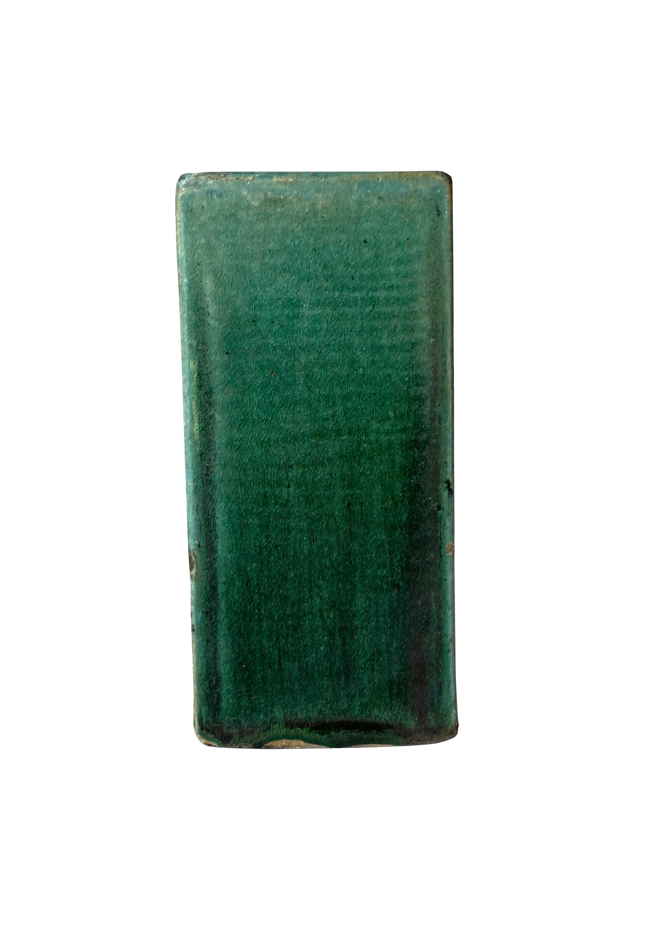 Chinese Ceramic Green Glazed 'Shiwan' Opium Pillow, Early 20th Century In Good Condition In Jimbaran, Bali
