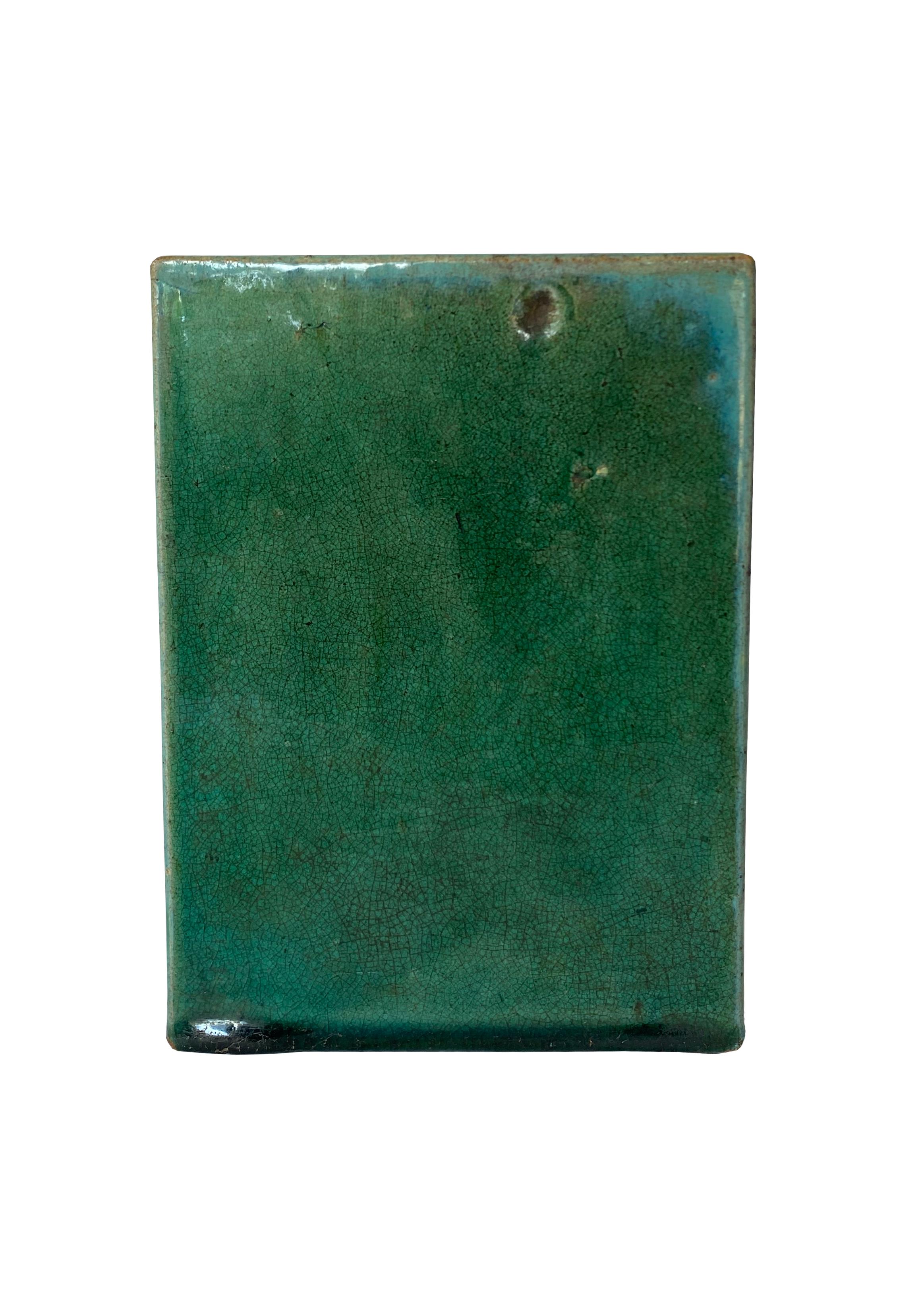 Chinese Ceramic Green Glazed 'Shiwan' Opium Pillow, Early 20th Century In Good Condition In Jimbaran, Bali