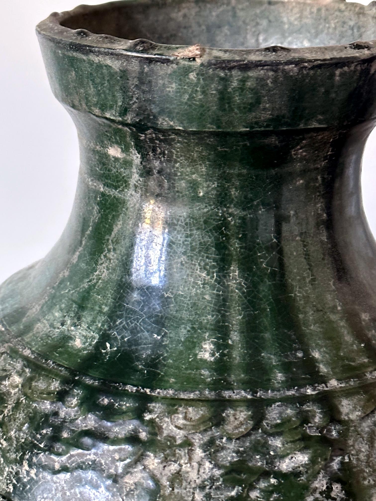 Chinese Ceramic Hu Jar with Green Glaze Han Dynasty For Sale 7