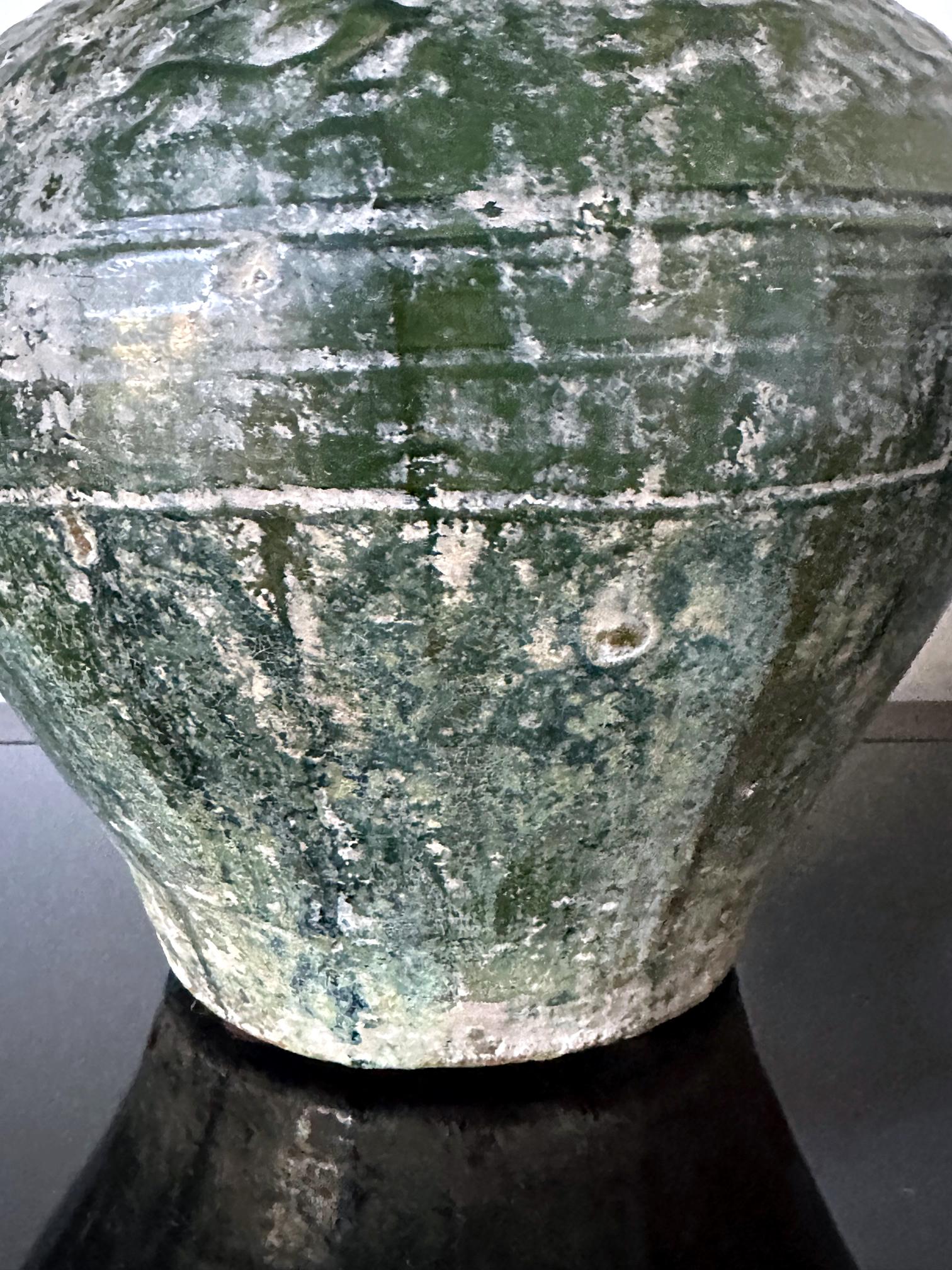 Chinese Ceramic Hu Jar with Green Glaze Han Dynasty For Sale 10