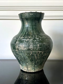 Chinese Ceramic Hu Jar with Green Glaze Han Dynasty
