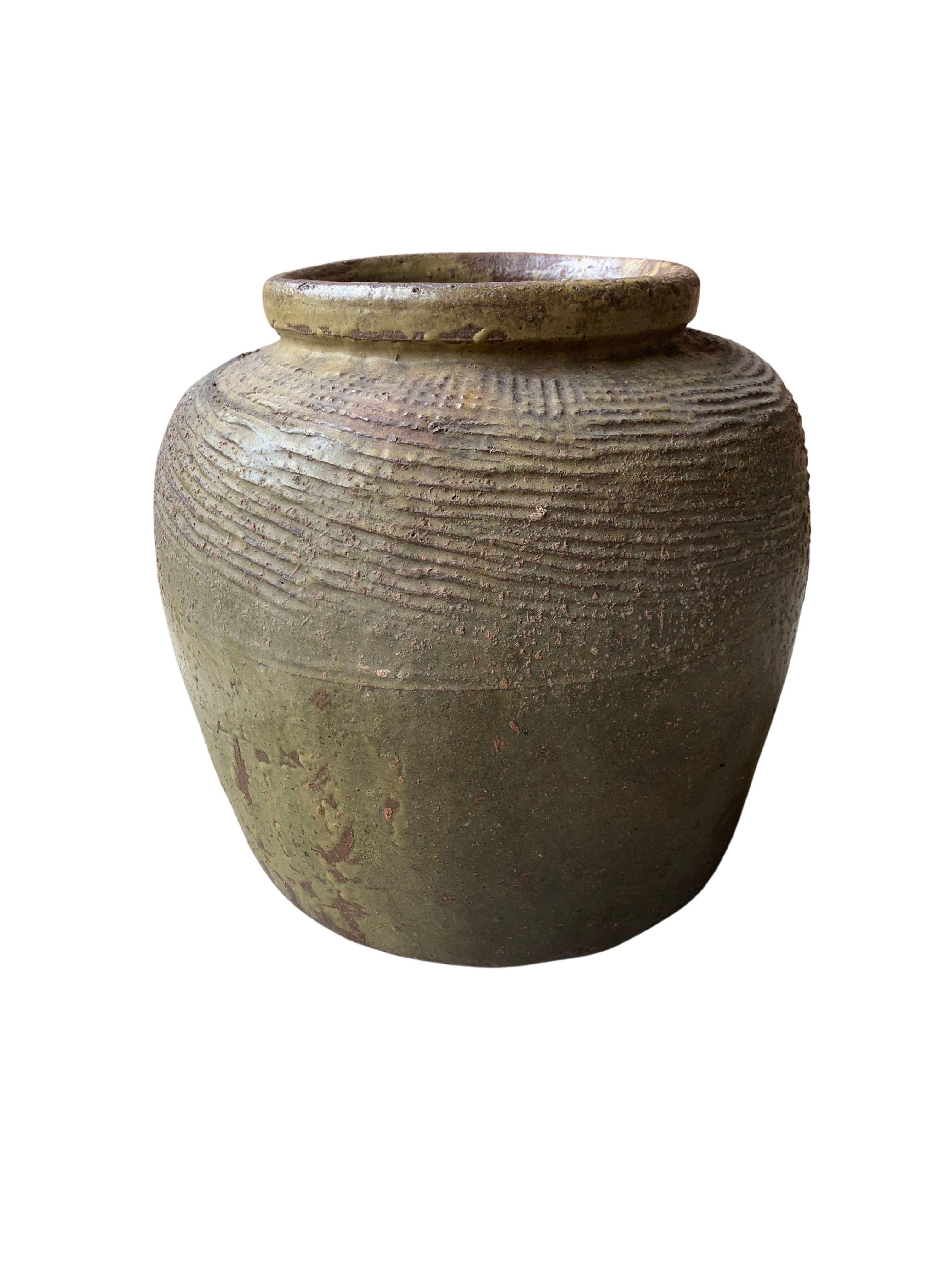 Qing Chinese Ceramic Pickling Jar Jade Green, c. 1950 For Sale