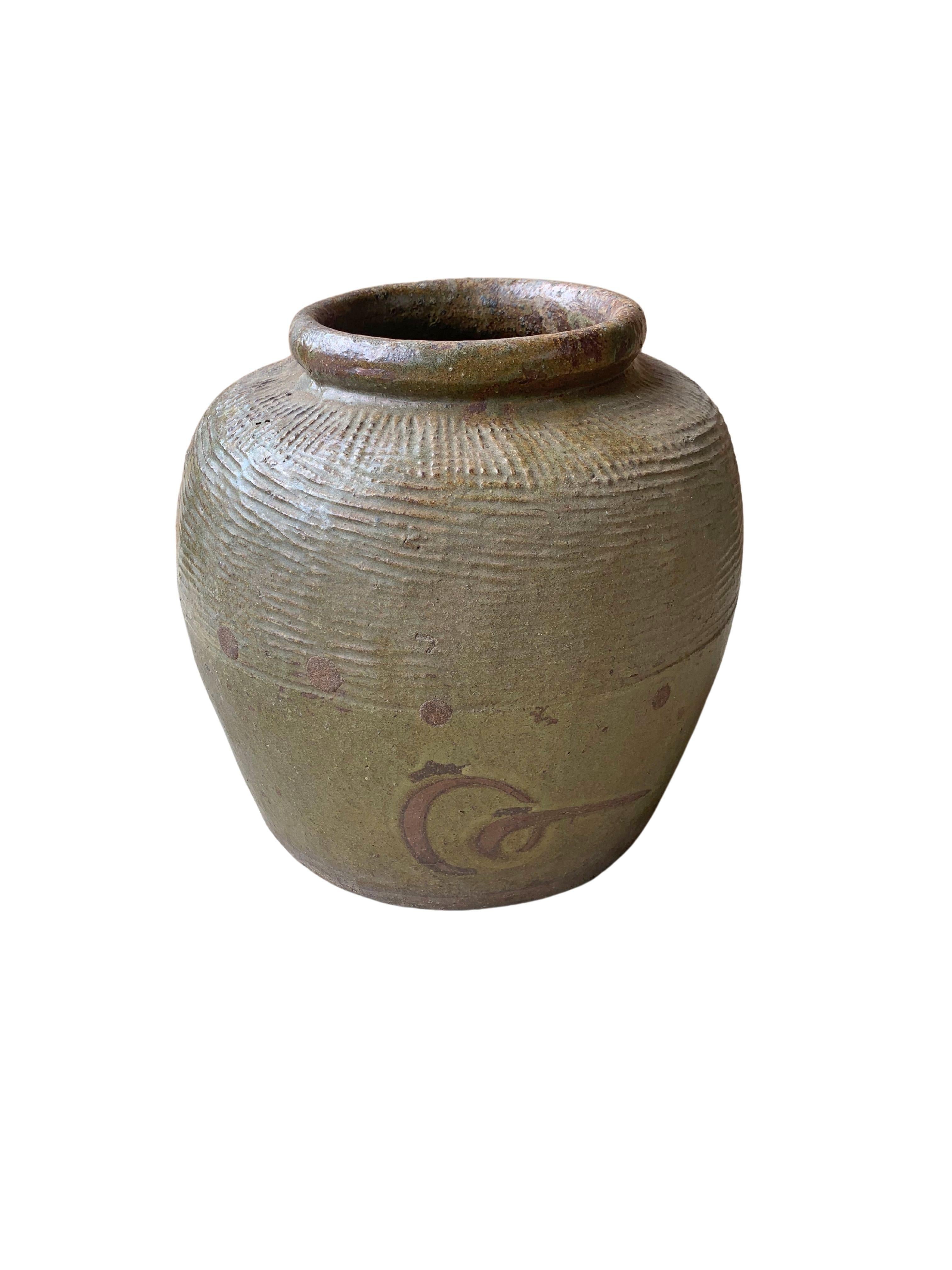 Qing Chinese Ceramic Pickling Jar Jade Green, c. 1950 For Sale