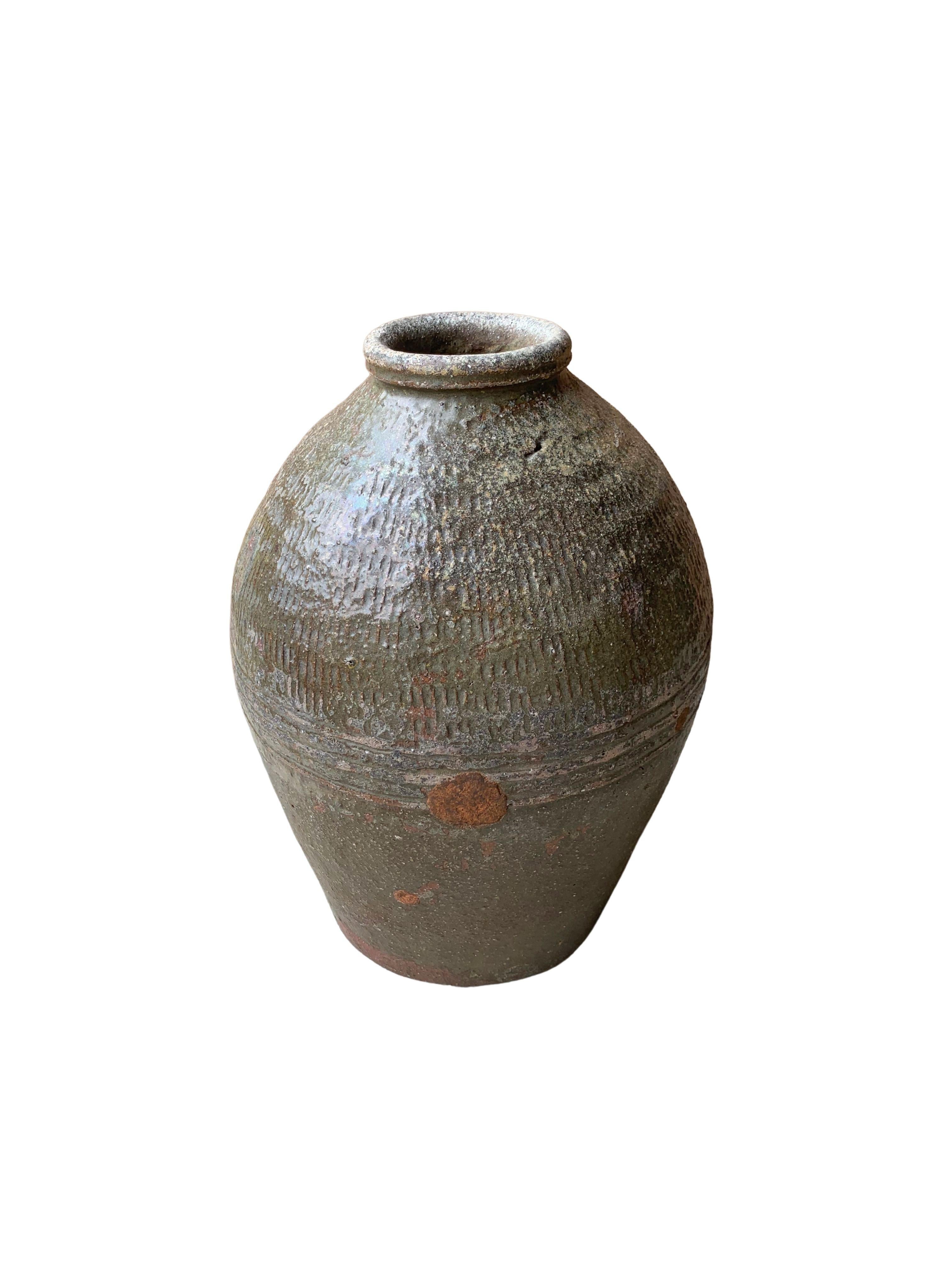 Qing Chinese Ceramic Pickling Jar Jade Green, c. 1950