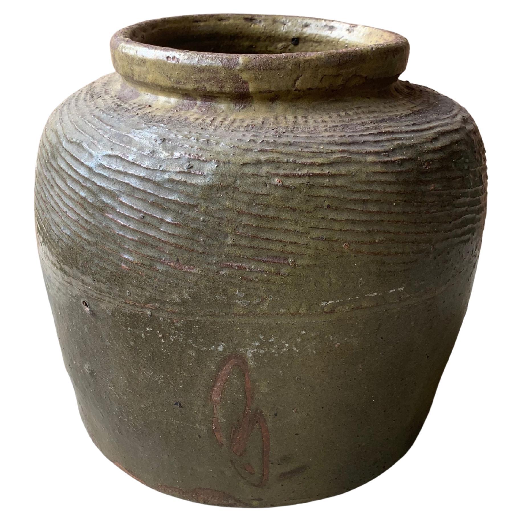 Chinese Ceramic Pickling Jar Jade Green, c. 1950 For Sale