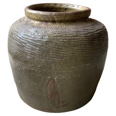 Vintage Chinese Ceramic Pickling Jar Jade Green, c. 1950