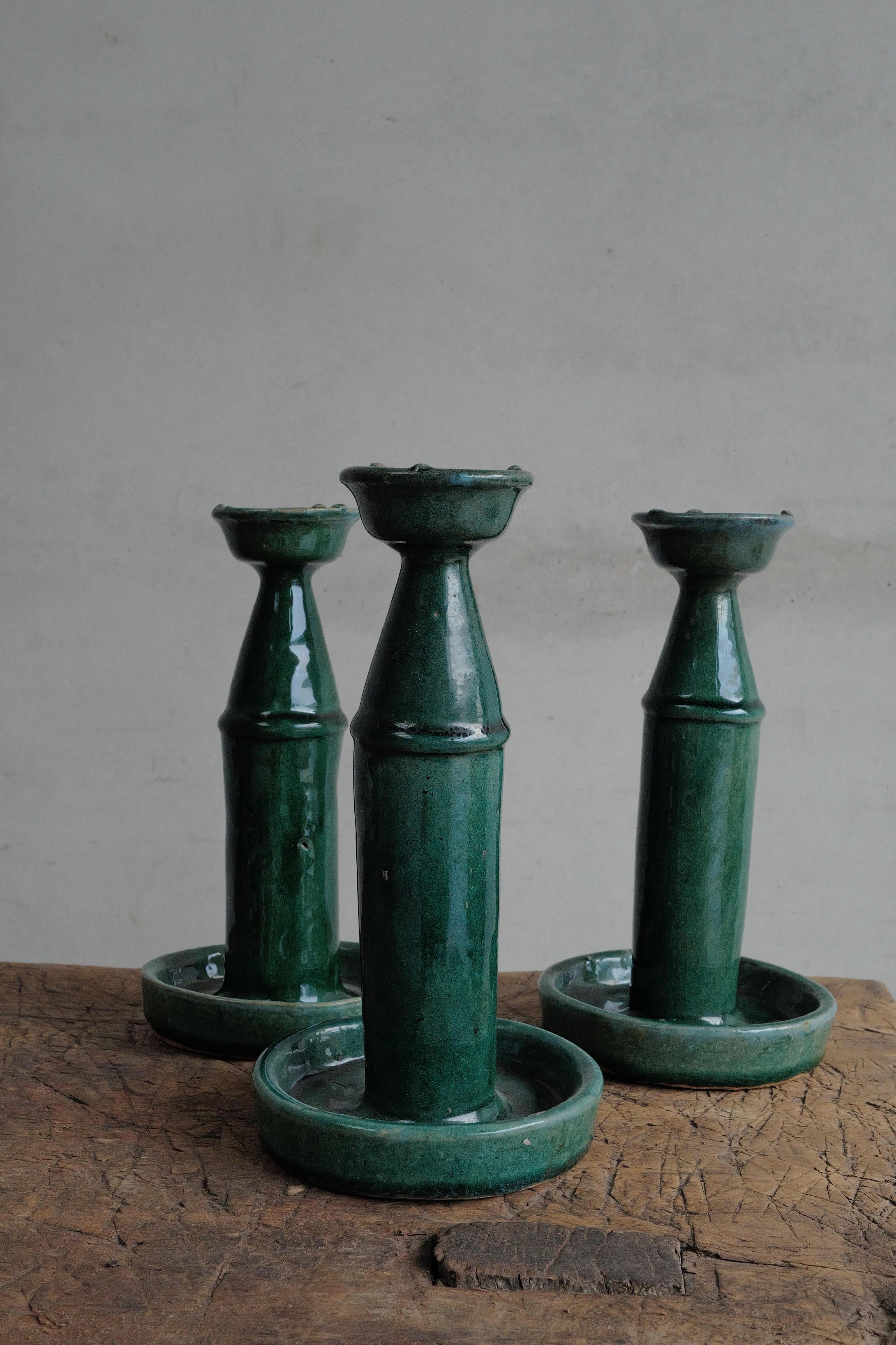 Portacandele cinese in ceramica 