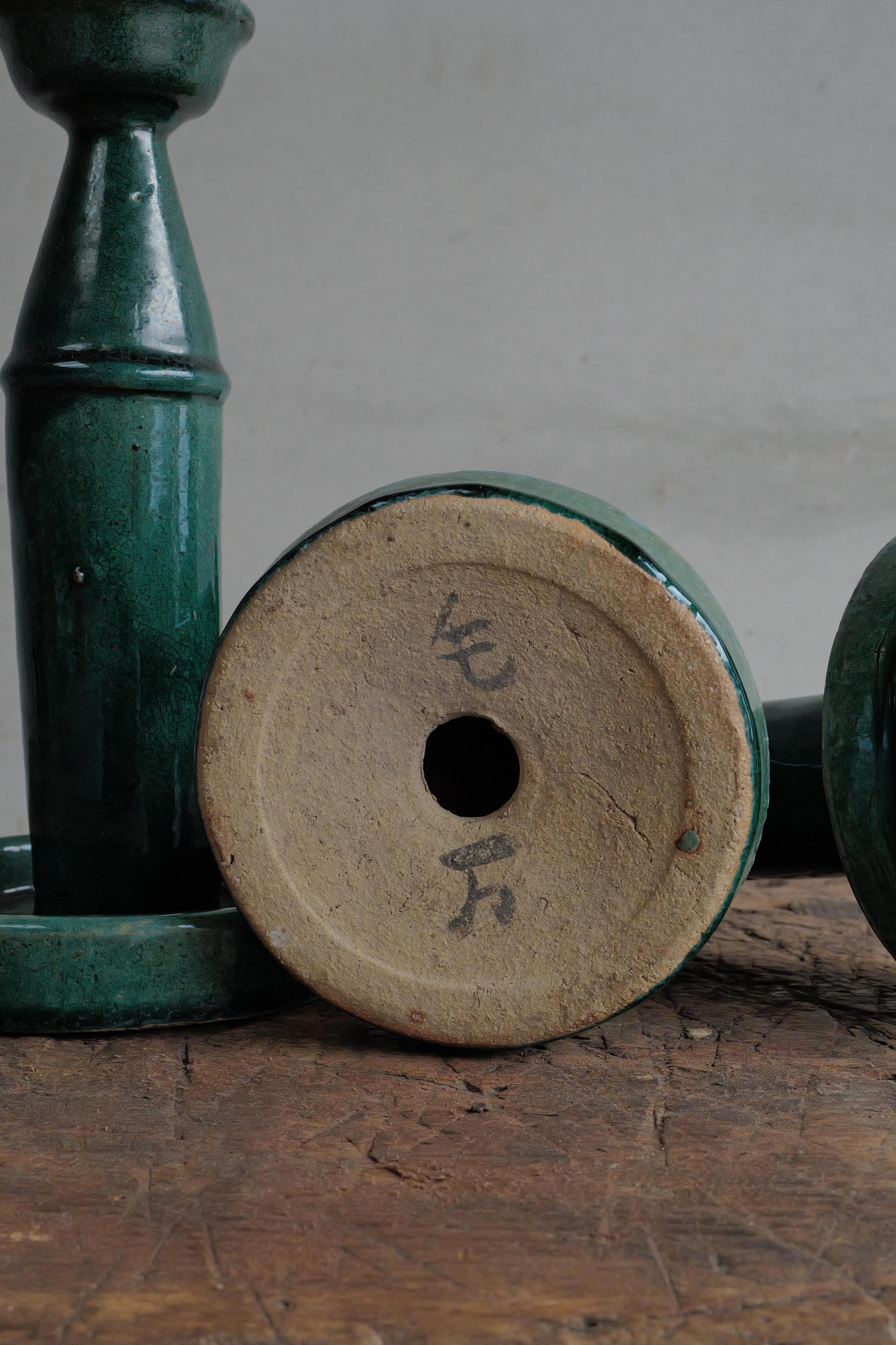 Portacandele cinese in ceramica 