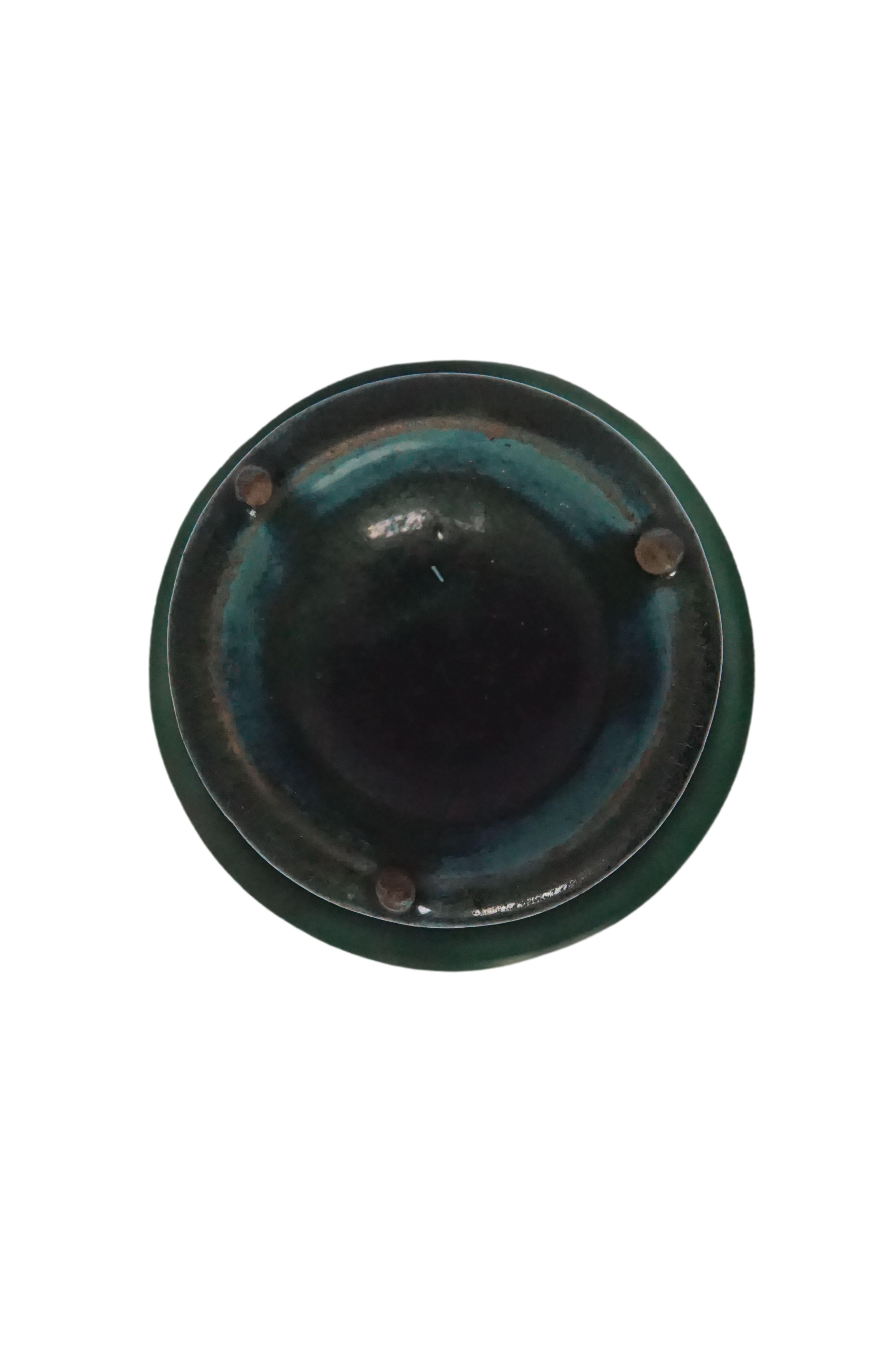 Chinoiserie Chinese Ceramic 'Shiwan' Oil Lamp / Candle Holder, Green Glaze, c. 1900 For Sale