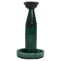 Vintage Chinese Ceramic 'Shiwan' Oil Lamp / Candle Holder, Green Glaze, c. 1950
