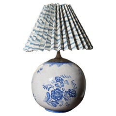 Chinese Ceramic Table Lamp in white & blue. 1950s.