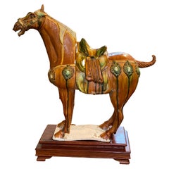 Chinese Ceramic Tang Style Horse on Stand