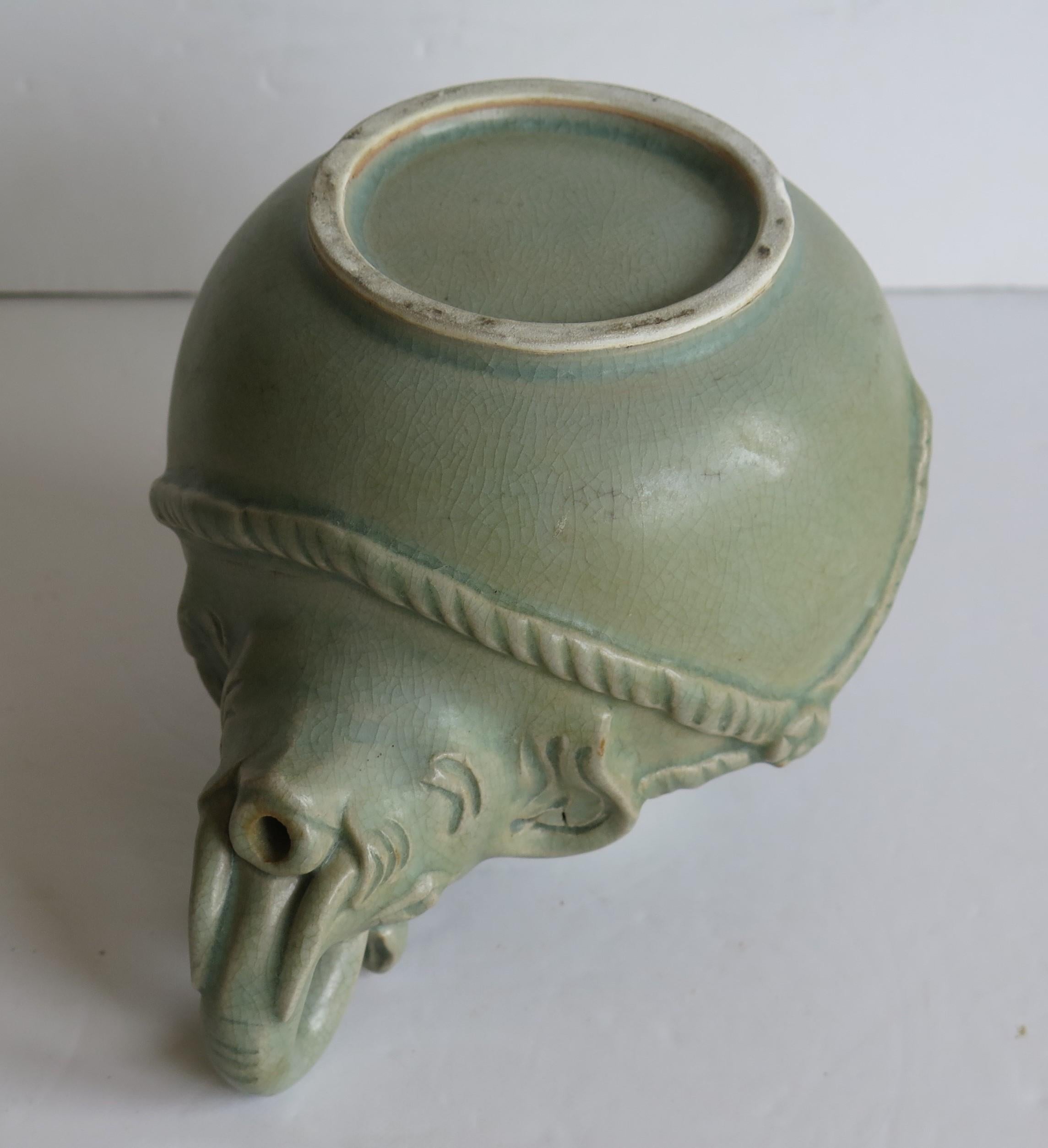 Chinese Ceramic Teapot Elephant shape Celadon Glaze, Mid 20th Century For Sale 3