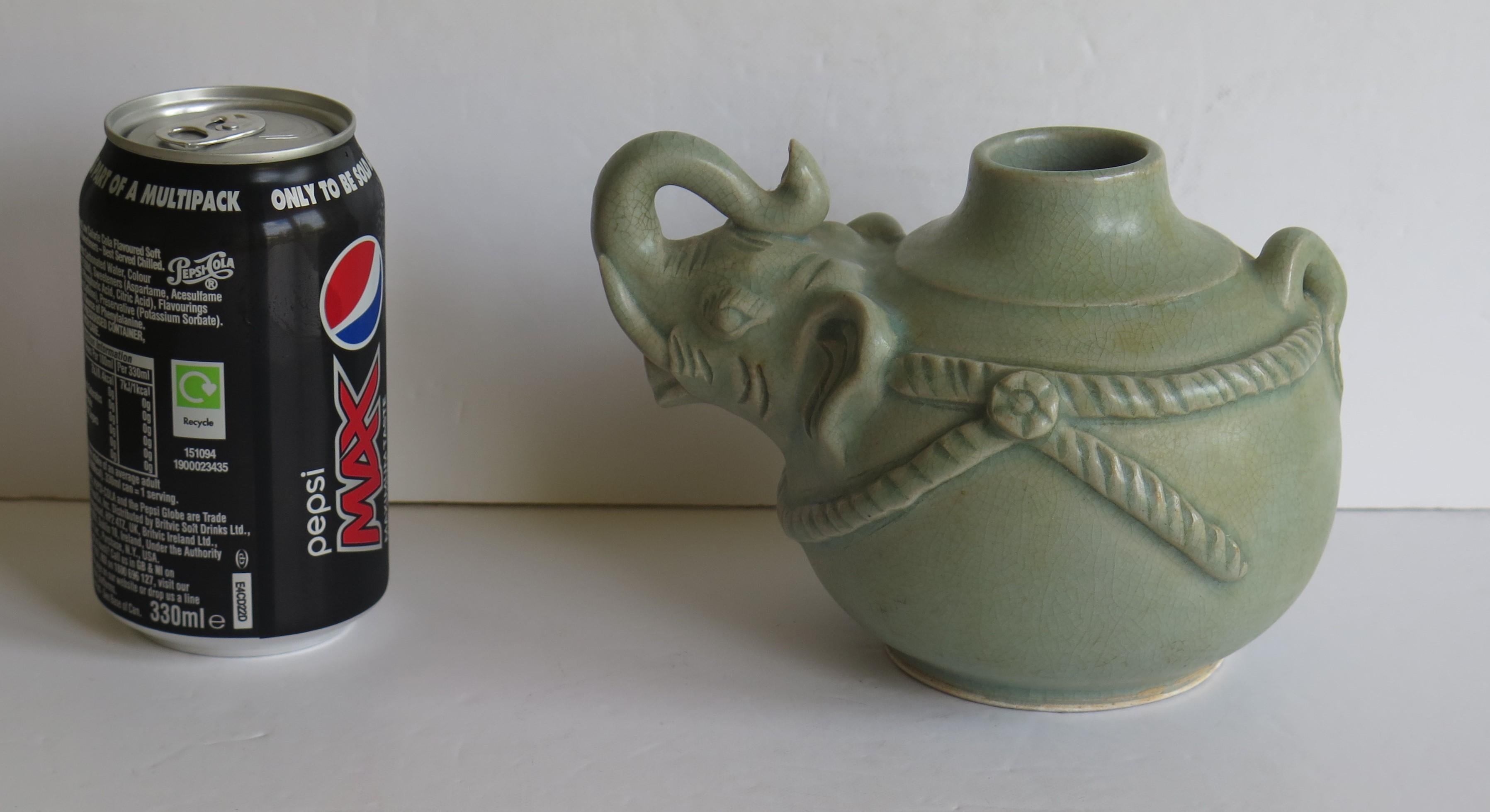 Chinese Ceramic Teapot Elephant shape Celadon Glaze, Mid 20th Century For Sale 6