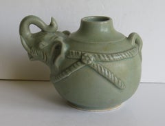 Chinese Ceramic Teapot Elephant shape Celadon Glaze, Mid 20th Century