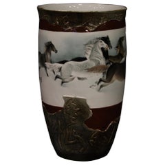 Chinese Ceramic Vase Painted with Horses, 21st Century