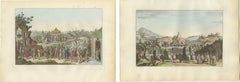 Chinese Ceremonial Processions, Hand-Colored Engravings from Ferrario, 1815