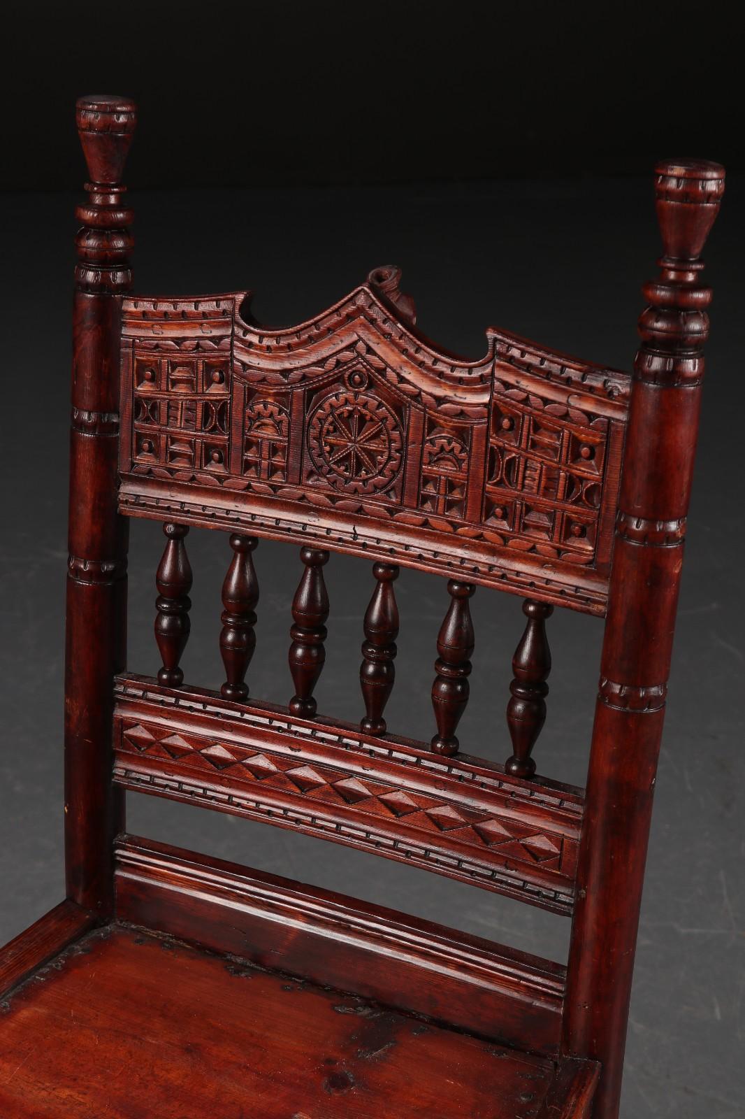 Art Deco Chinese Chair of Carved Hardwood For Sale