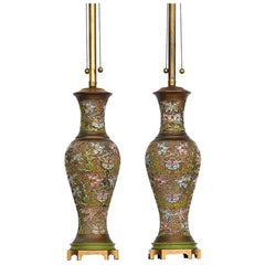 Chinesisches Champlevé, Cloisonné-Lampen