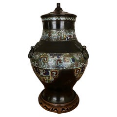 Handsome Chinese Champleve Table Lamp of Good Scale