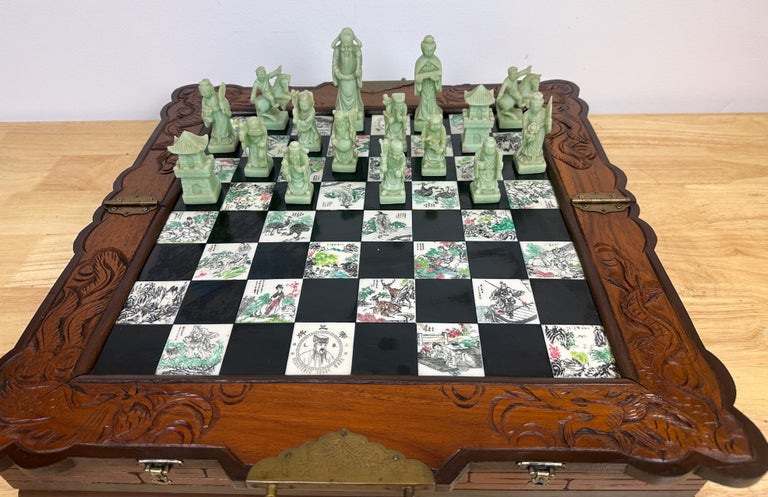 Jeu d'échecs chinois antiques en bois - Jeu de société - Loisirs