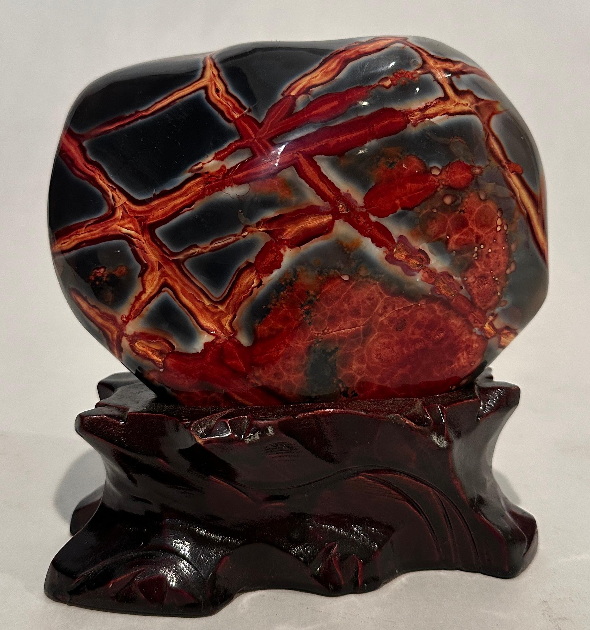 red stone with black veins