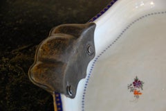 Chinese Chien Lung Period Galleried Tray with English Sterling Silver Handles