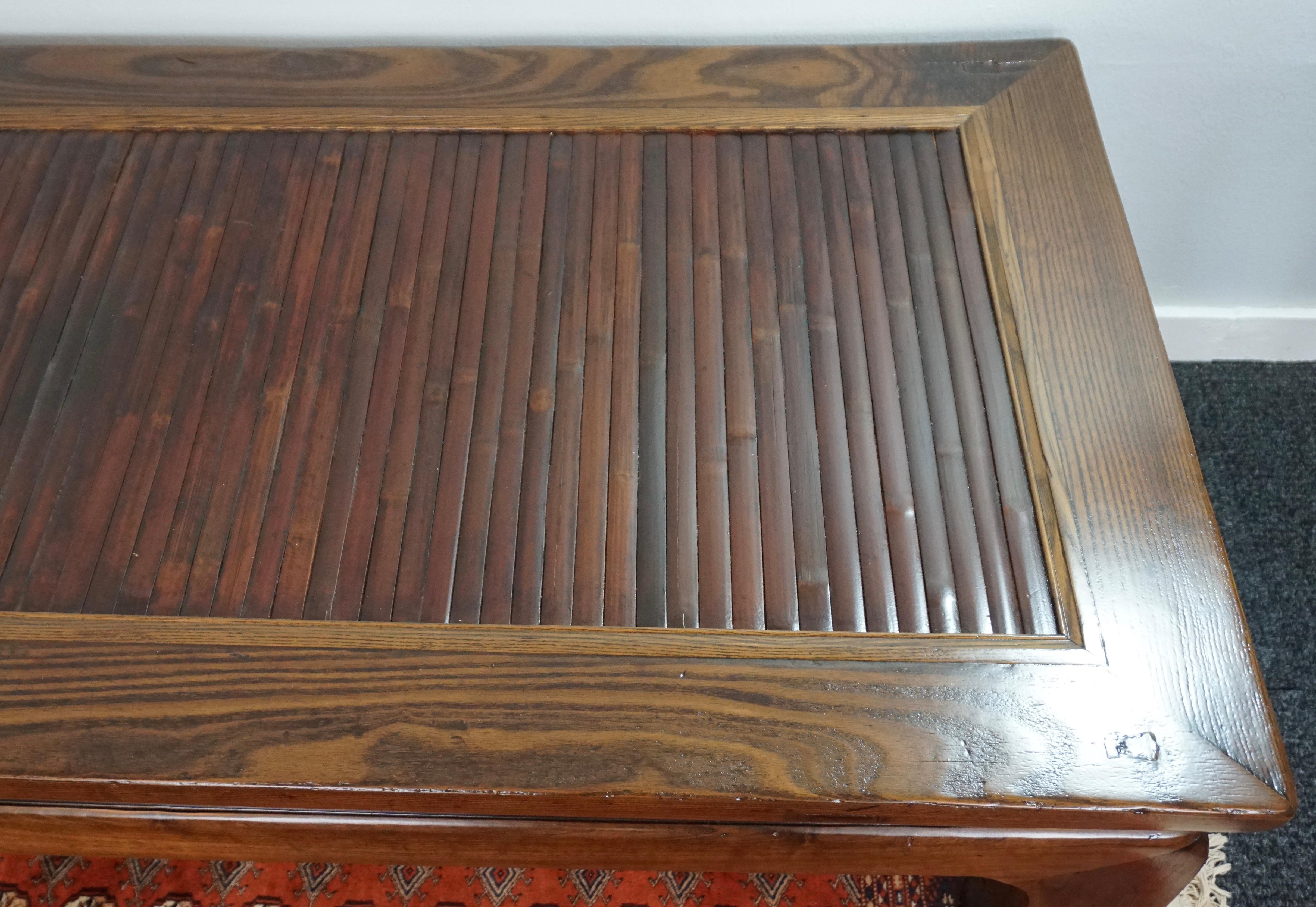 Chinese Ching Dynasty Elm Wood Opium Bed Coffee Table In Good Condition In Dallas, TX