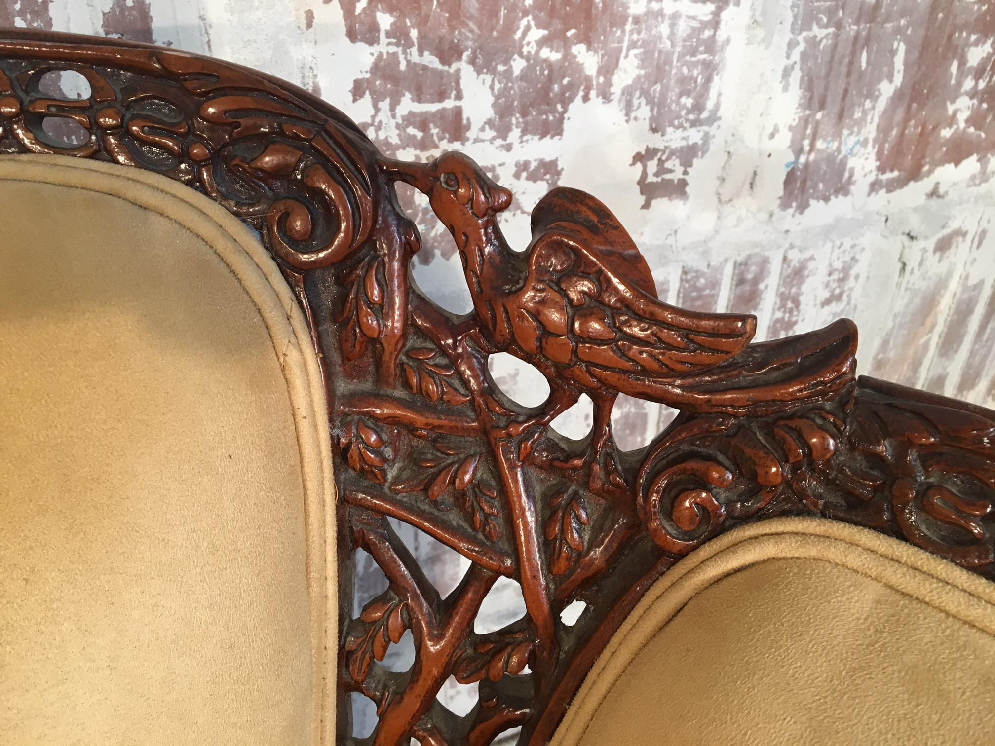 Chinese Chinoiserie Carved Wood Sofa 2