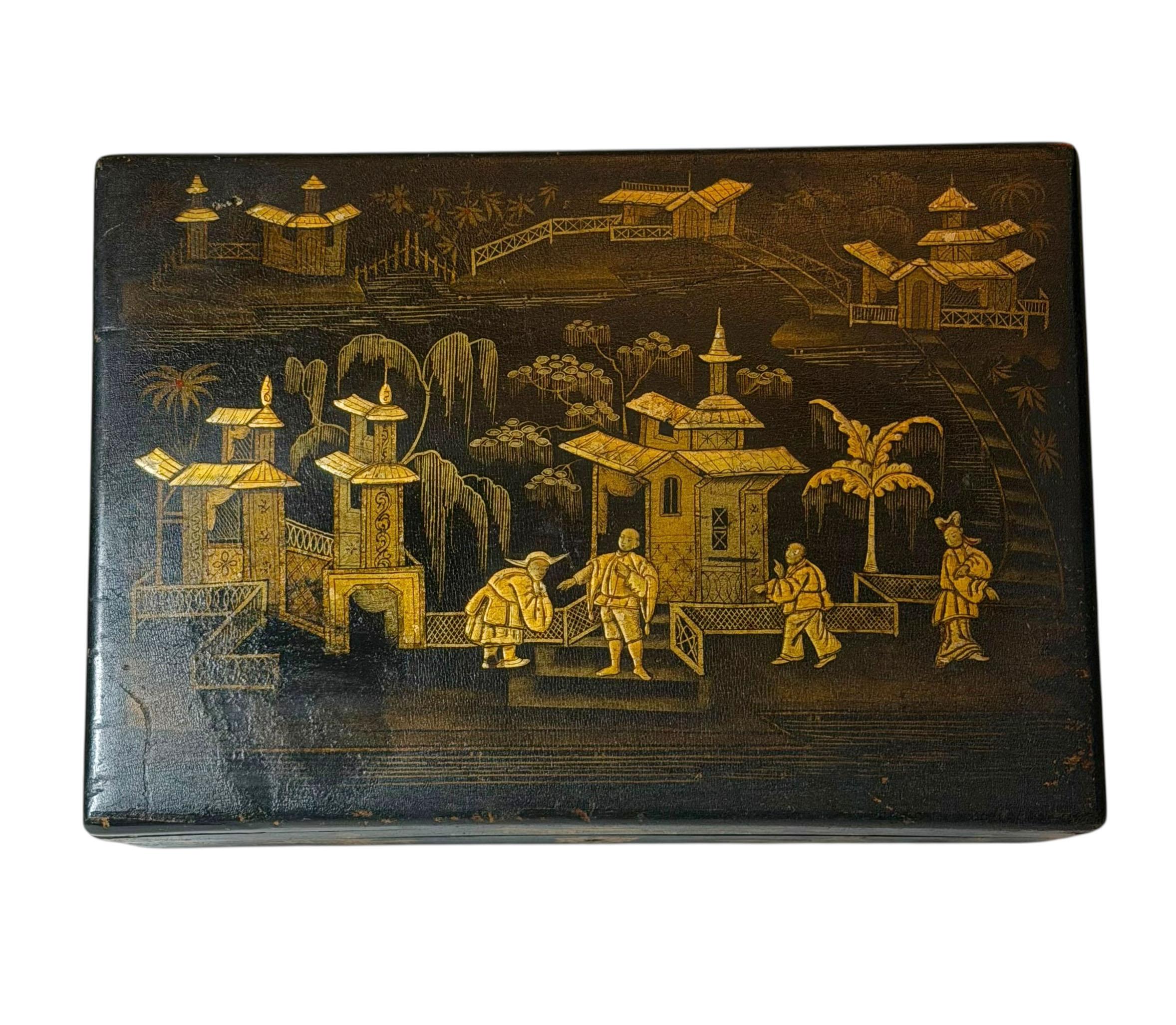 Chinesische Chinoiserie Dekorative Box (Spätes 19. Jahrhundert) im Angebot