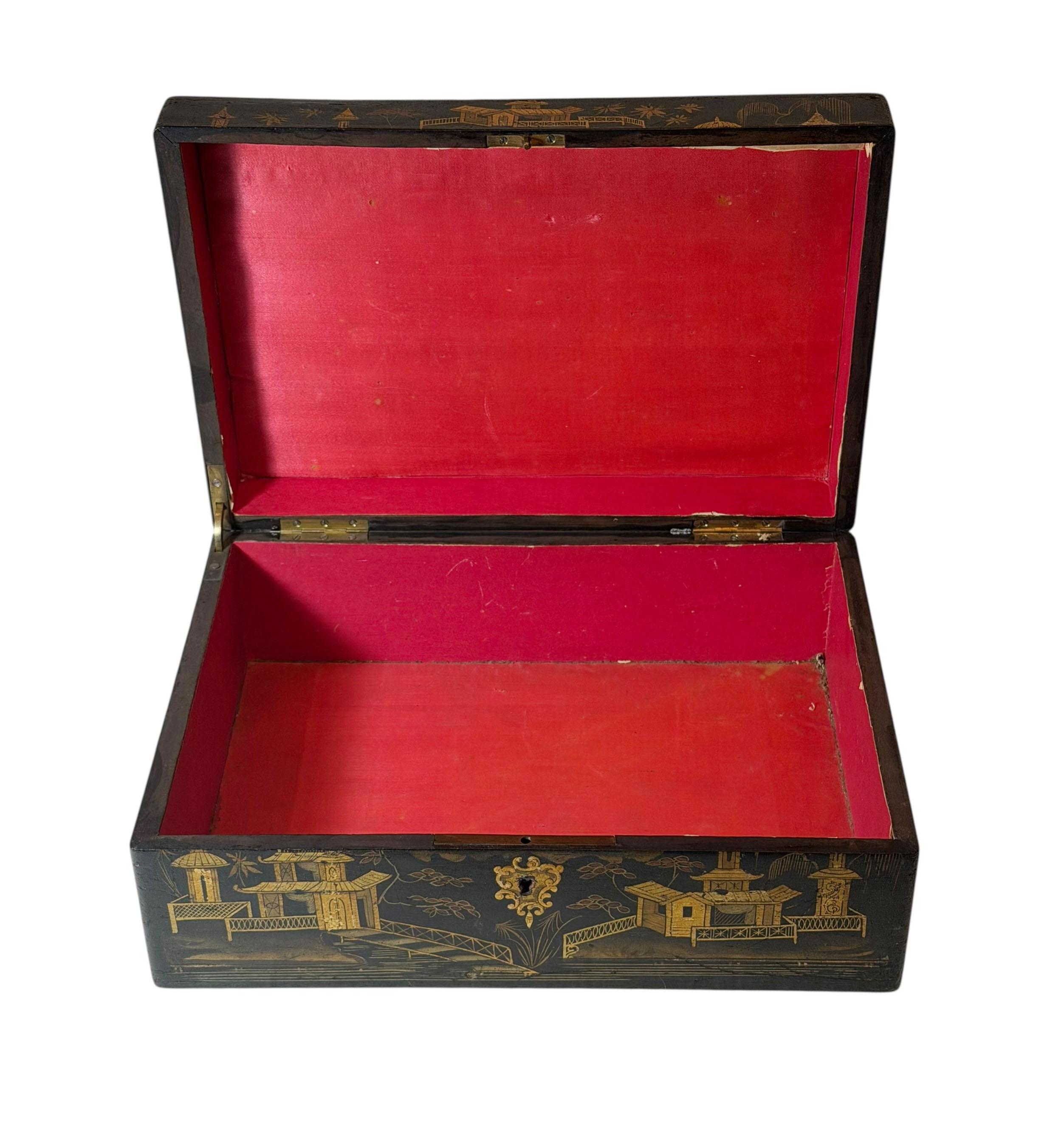Chinesische Chinoiserie Dekorative Box im Angebot 1