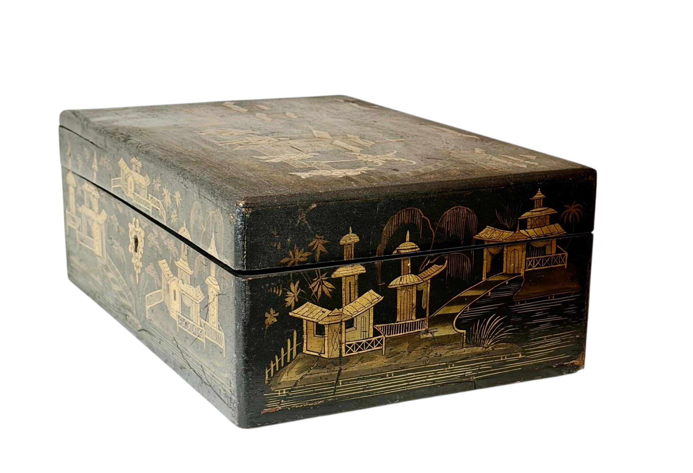 Chinesische Chinoiserie Dekorative Box im Angebot 3