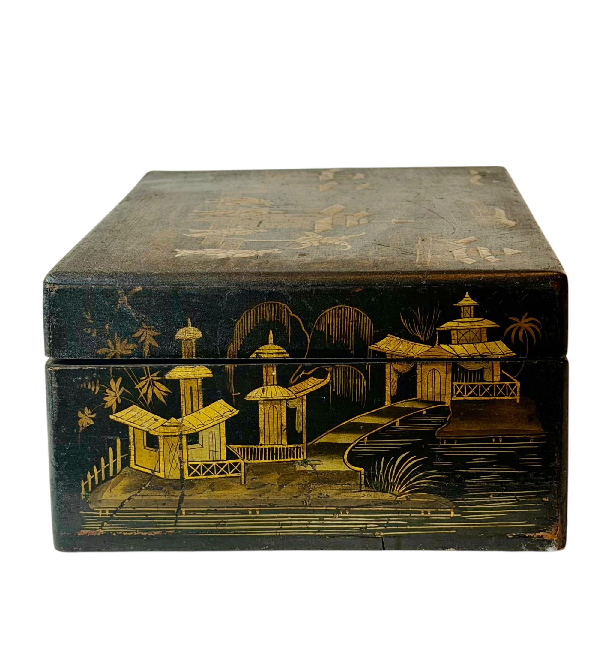 Chinesische Chinoiserie Dekorative Box im Angebot 4