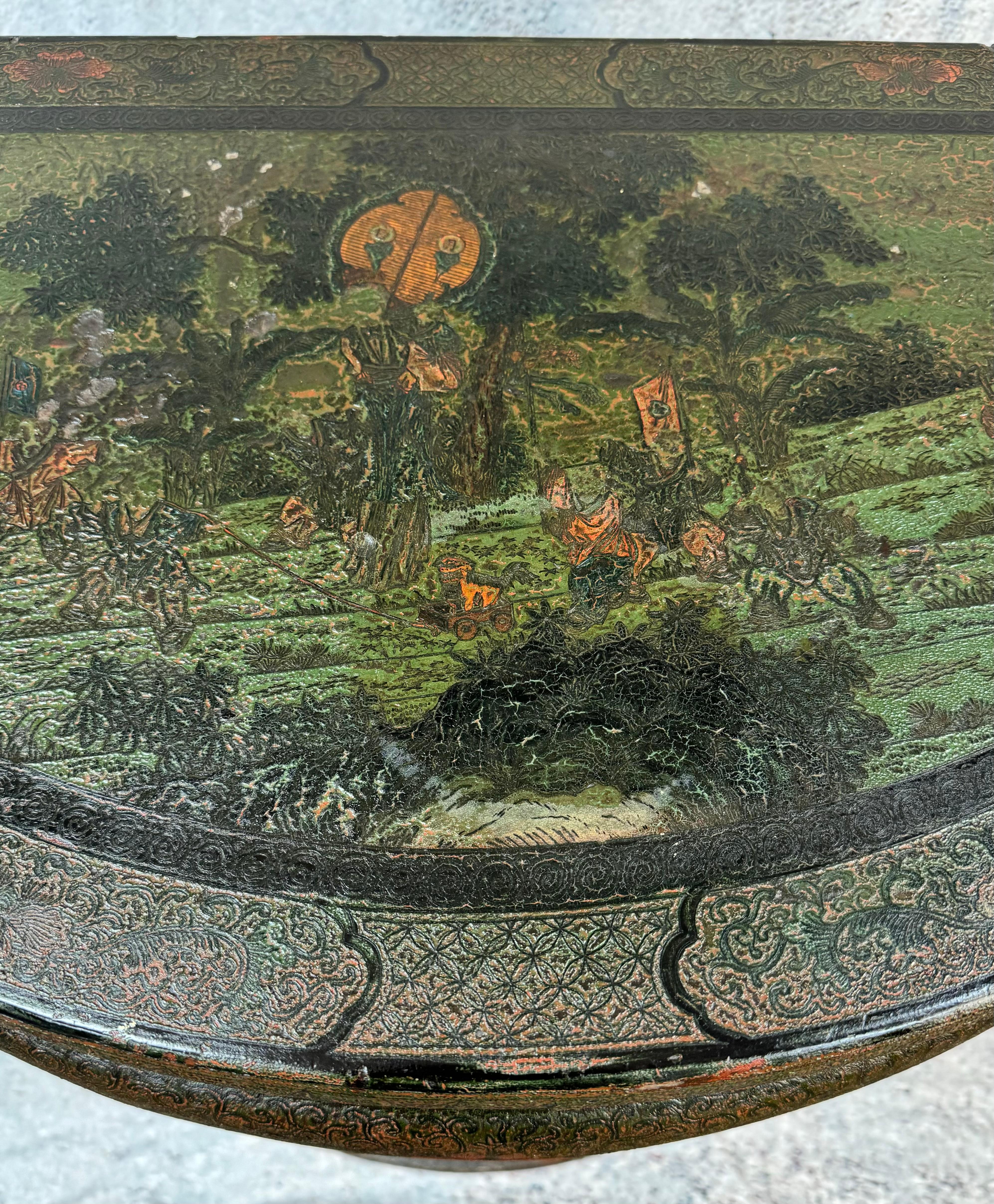 Chinese Chinoiserie Demilune Table  For Sale 2