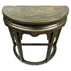 Chinese Chinoiserie Demilune Table 