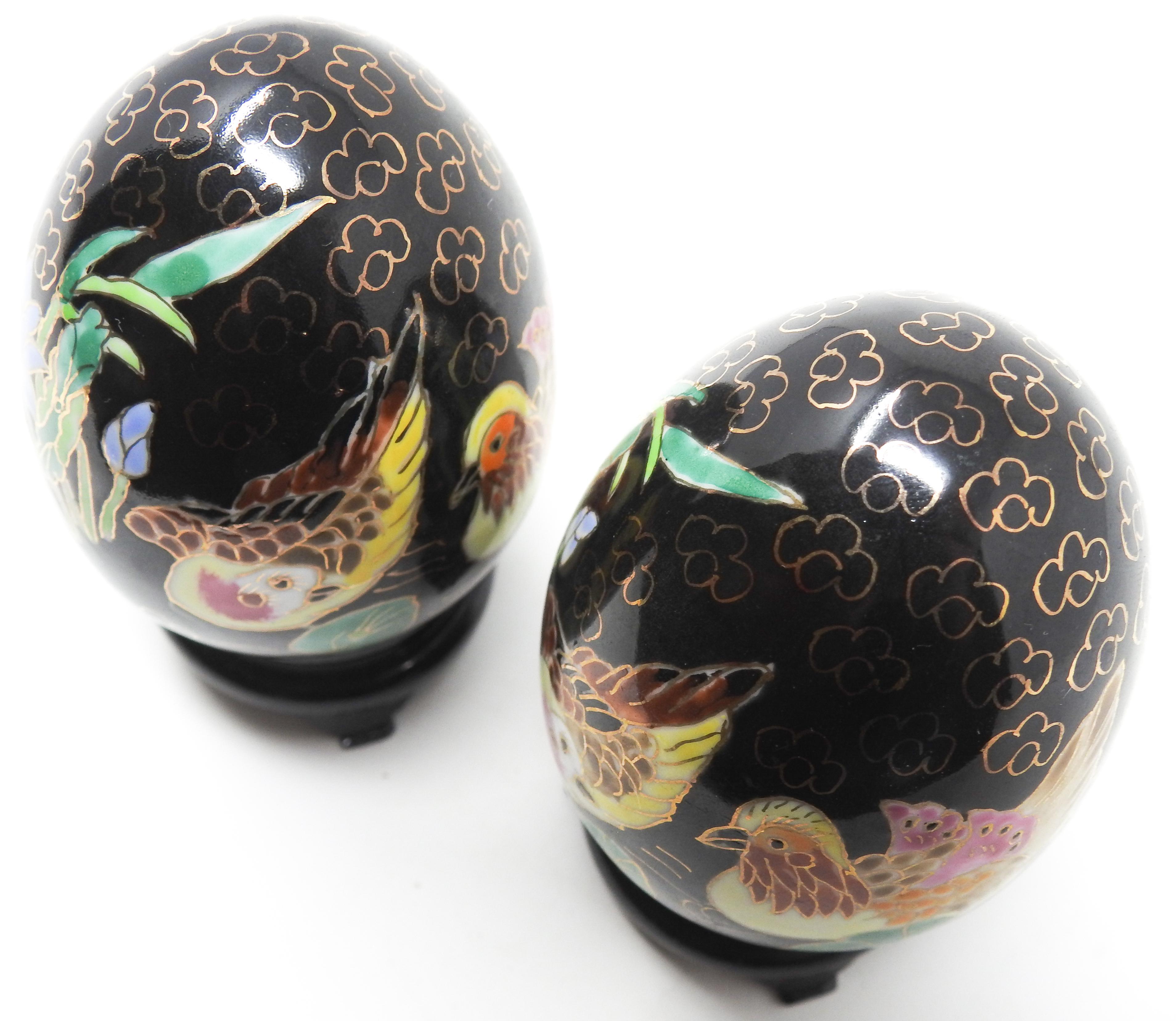 Chinese Chinoiserie Enamelware Decorated Eggs For Sale 1