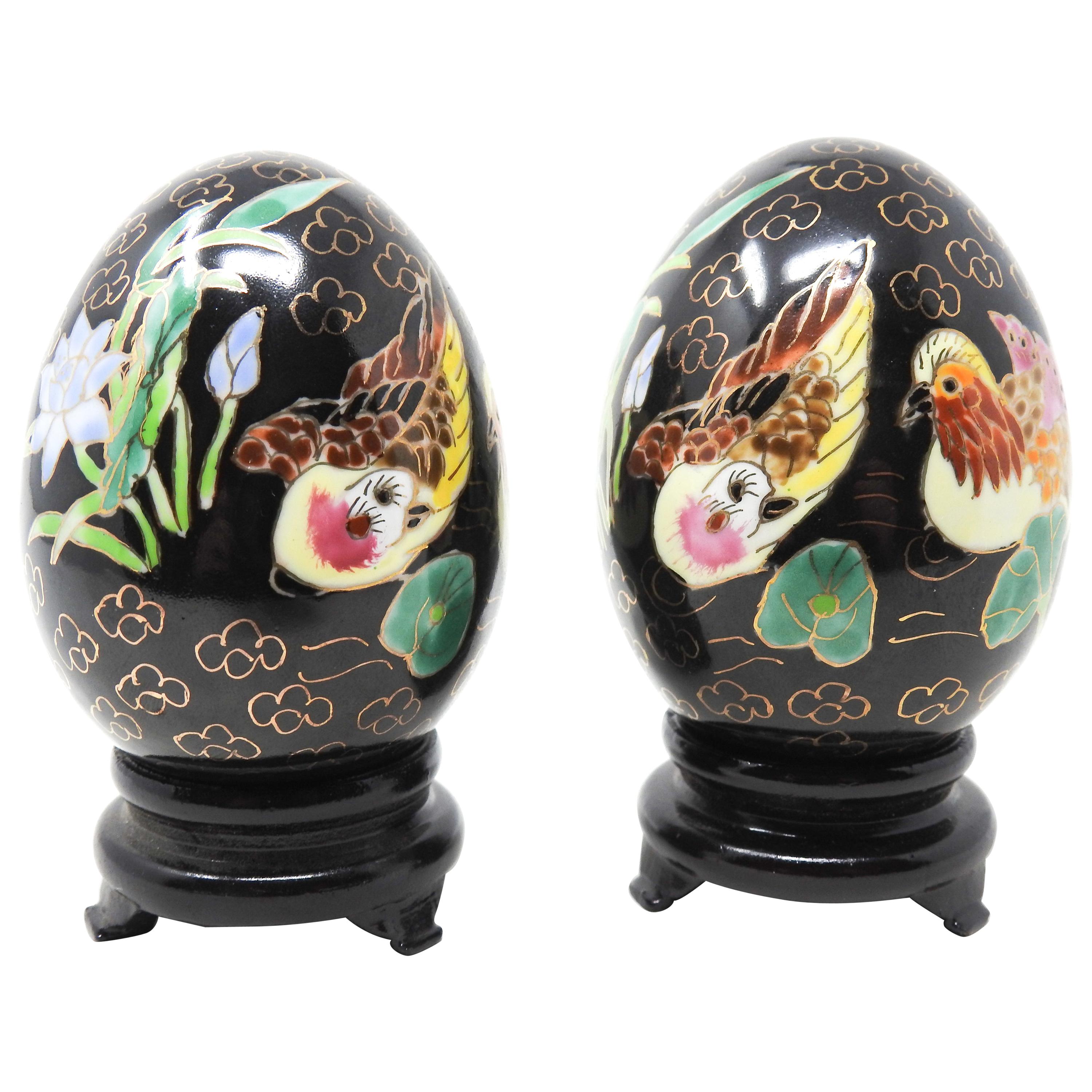 Chinese Chinoiserie Enamelware Decorated Eggs For Sale