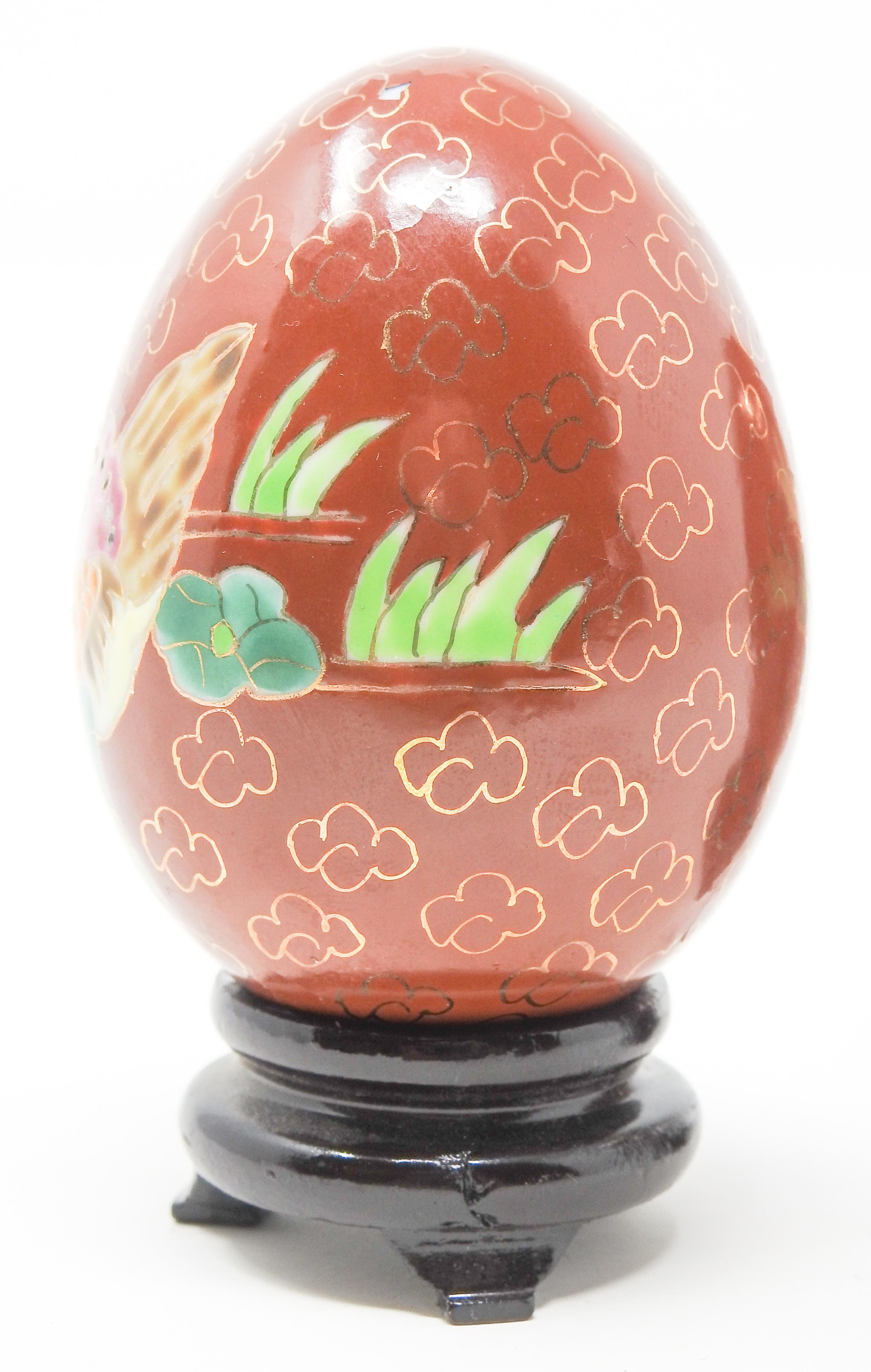 Metal Chinese Chinoiserie Enamelware Eggs For Sale